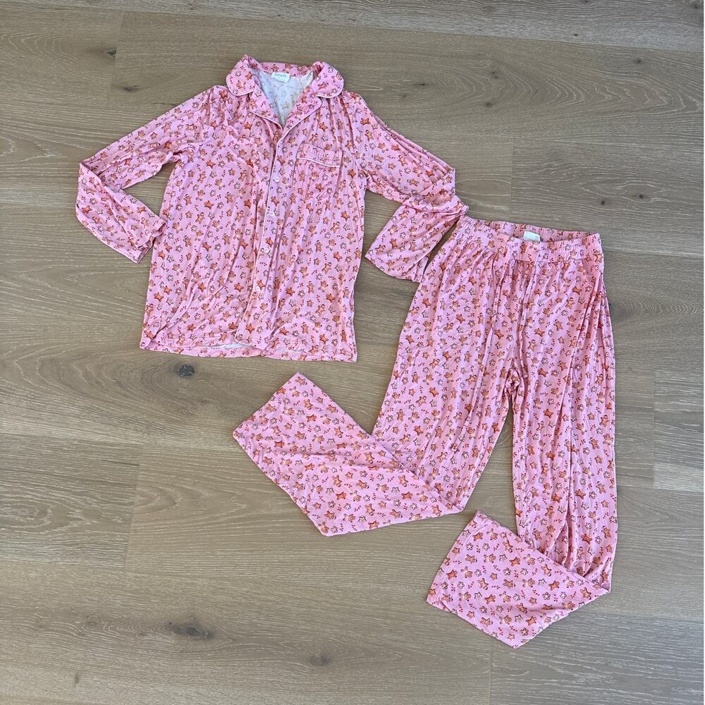 Sunny de Long Sleeve Pajamas Gingerbread Christmas Matching Size S in Pink Red